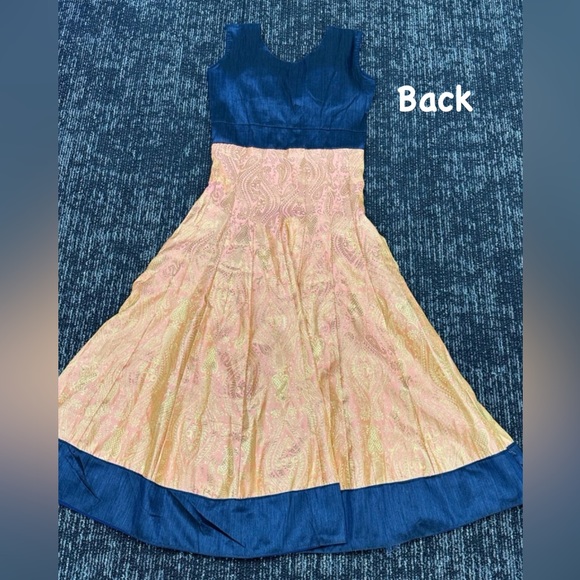 Navy blue and peach anarkali - Picture 8 of 8